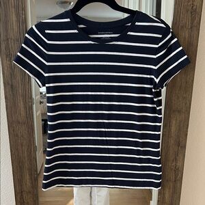 Banana Republic Navy and White Striped Crew Tee